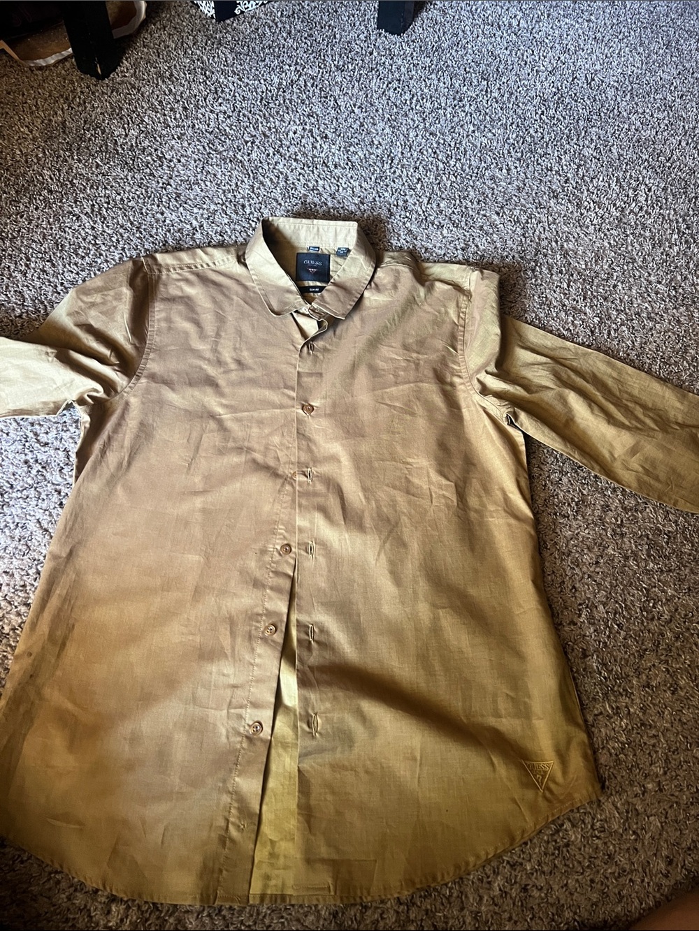 Guess Men’s Button-Down Shirt in Mustard Tan